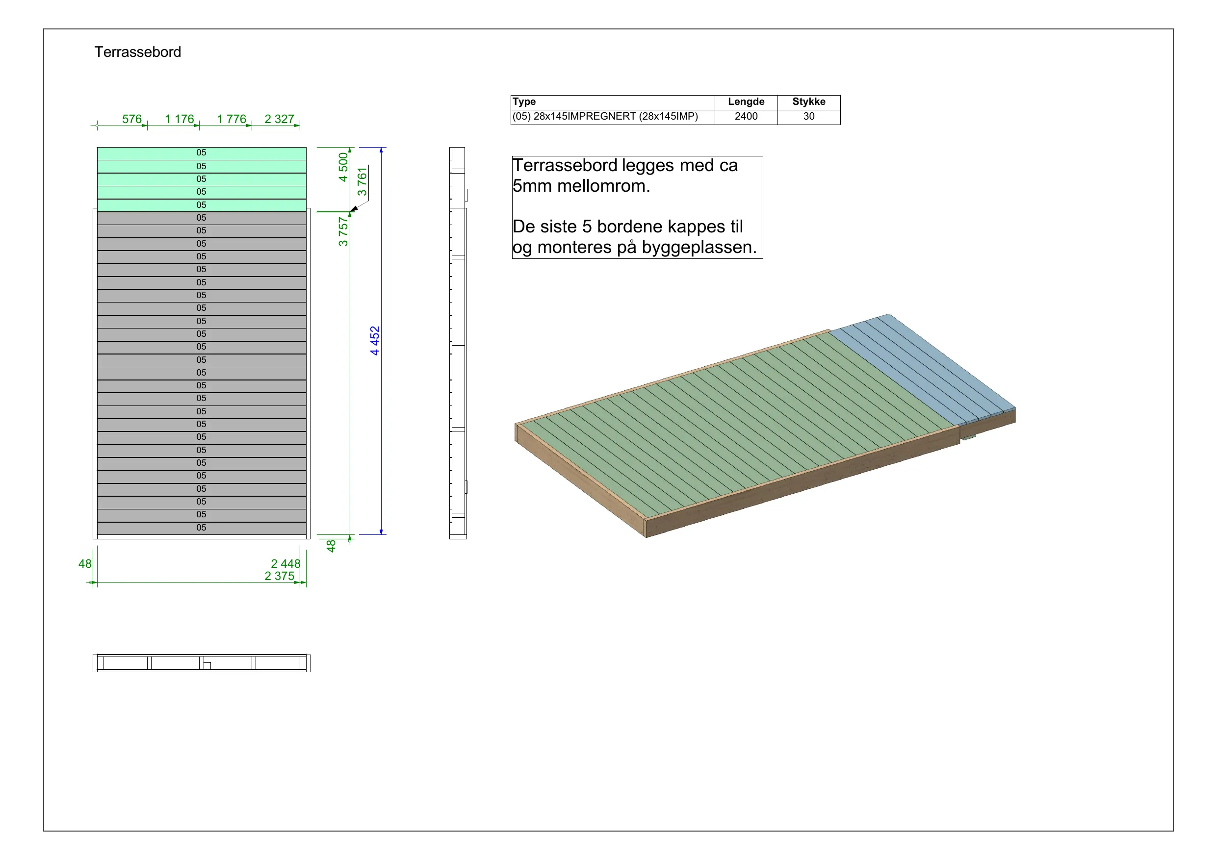 Arbeidstegning FB-EN-01, Ende — terrassebord
